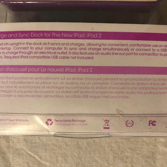 NIP Purple Charge & Sync Dock For The New iPad/ iPad 2 - Picture 4 of 6